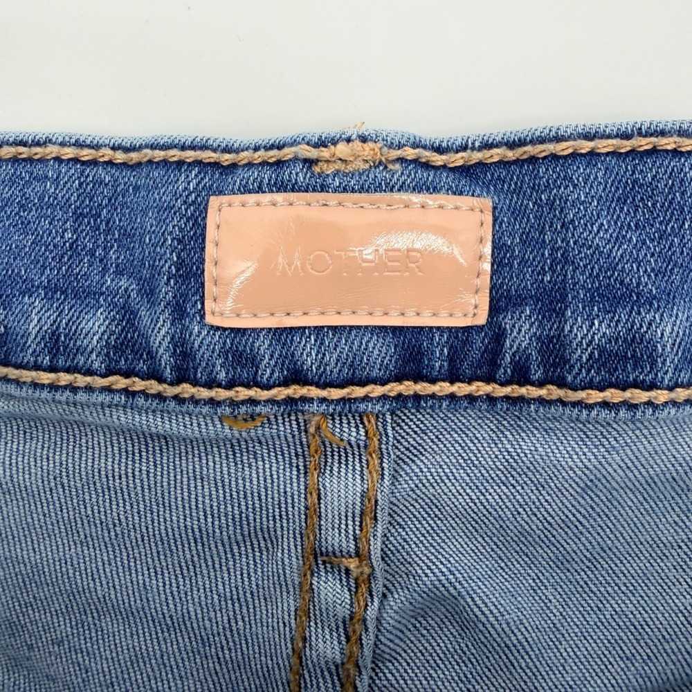 MOTHER The Swooner Rascal Hover Jeans Healing Jar High Rise Blue Raw Hem Size 30 - Picture 4 of 9